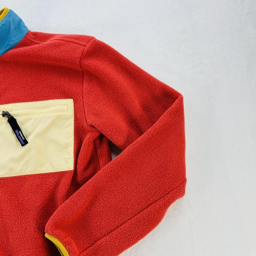 Patagonia Synchilla Fleece Jacket Kids XXL 18 Red Excellent Colorblock Zip 63520